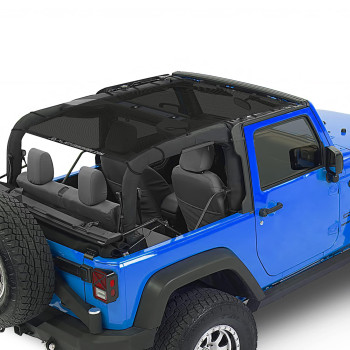 Alien Sunshade Jeep Wrangler Jk (2007-2018) - Full Length Mesh Sun Shade For Jeep Jk 2 Door - Blocks Uv, Wind, Noise - Bikini Jkini Top Cover For Sport, Sport S, Sahara, Rubicon (Black)