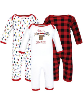 Hudson Baby Unisex Baby Cotton Coveralls Christmoose, 9-12 Months