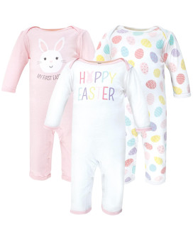 Hudson Baby Unisex Baby Cotton Coveralls Happy Easter, 0-3 Months