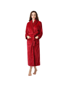 Richie House Womens Plush Soft Warm Fleece Bathrobe Rh1591-C-L Red
