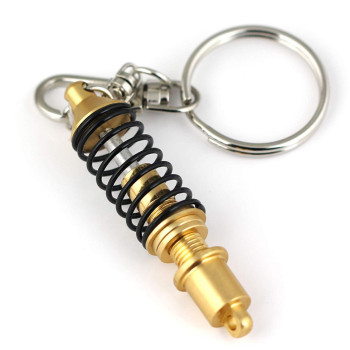 Maycom Creative Hot Auto Part Model Coilover Shock Absorber Keychain Keyring Key Chain Ring Keyfob (Gold)