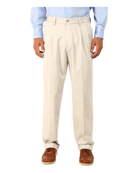 Dockers Mens Relaxed Fit Comfort Khaki Pants - Pleated, Porcelain Khaki (Stretch), 42W X 32L