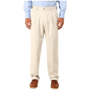 Dockers Mens Relaxed Fit Comfort Khaki Pants - Pleated, Porcelain Khaki (Stretch), 42W X 32L