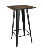 Buffalo Tools PUBTBWT Pub Table Black Metal Wood Top