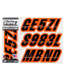 Techtron Blackorange 3 Alpha-Numeric Registration Identification Numbers Stickers Decals For Boats Personal Watercraft