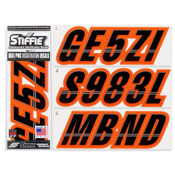 Techtron Blackorange 3 Alpha-Numeric Registration Identification Numbers Stickers Decals For Boats Personal Watercraft