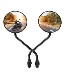 Goofit 2Pcs Universal 8Mm Black Round Plastic Rearview Mirrors For 50Cc 70Cc 90Cc 110Cc 125Cc 150Cc 200Cc 250Cc Atv Scooter Motorcycle