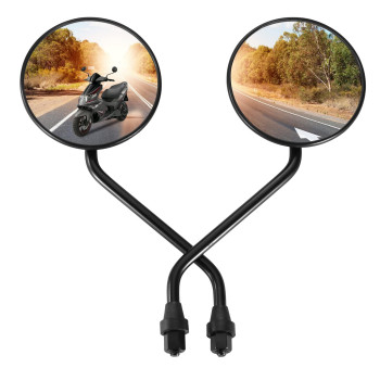 Goofit 2Pcs Universal 8Mm Black Round Plastic Rearview Mirrors For 50Cc 70Cc 90Cc 110Cc 125Cc 150Cc 200Cc 250Cc Atv Scooter Motorcycle