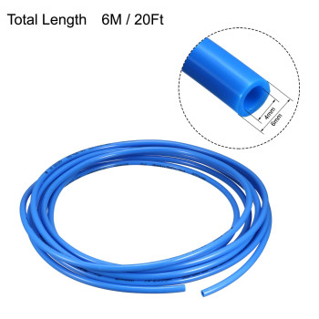 uxcell Pneumatic Air Tubing, 6mm OD x 4mm ID 6m(236 Inch) PU Polyurethane Air Compressor Tubing Hose Pipe Blue