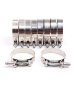 10Pcs 38Mm - 43Mm Stainless Steel T-Bolt Clamps Turbo Intake Intercooler Clamp For 1-316 Hose