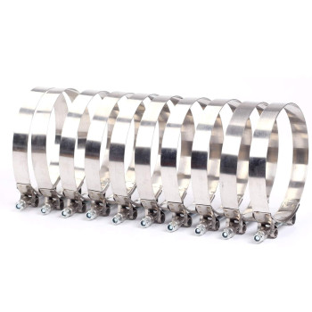 10Pcs 95Mm - 103Mm Stainless Steel T-Bolt Clamps Turbo Intake Intercooler Clamp For 3-12 Hose