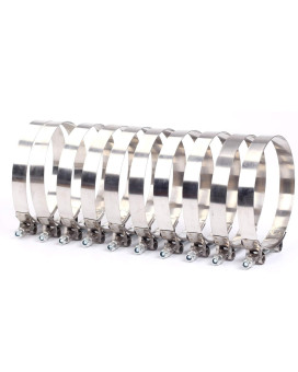 Stainless Steel T-Bolt Clamps Turbo Intake Intercooler Clamp For 125Inch Hose (10 Pcs 114-122Mm)