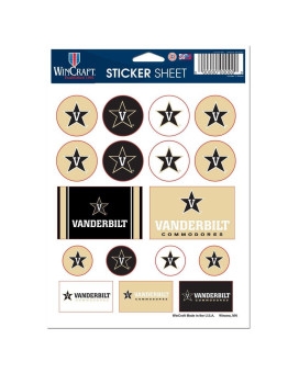 Wincraft Ncaa Vanderbilt University Vinyl Sticker Sheet, 5 X 7