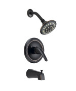 Designers Impressions 651687 Oil Rubbed Bronze Tub Shower Combo Faucet - Single Handle Mixer Design - Multi-Setting Shower Head