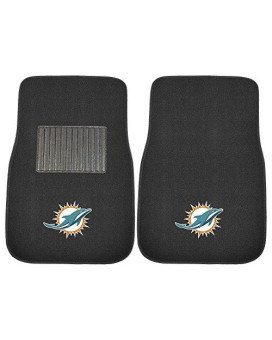 Fanmats 10755 Nfl Miami Dolphins 2-Piece Embroidered Car Mat