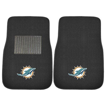 Fanmats 10755 Nfl Miami Dolphins 2-Piece Embroidered Car Mat