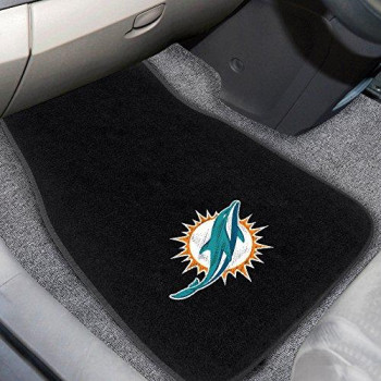 Fanmats 10755 Nfl Miami Dolphins 2-Piece Embroidered Car Mat