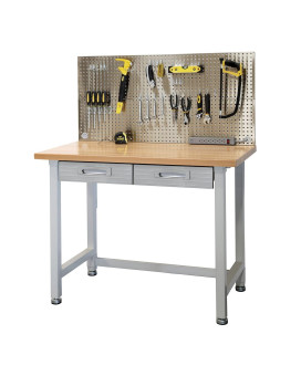 Seville Classics UltraHD Stainless Steel Pegboard Workcenter