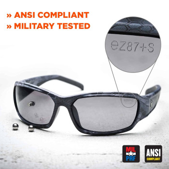 Ergodyne Skullerz Odin Safety Sunglasses, ANSI Z87 Impact Resistant, Durable Full Frame