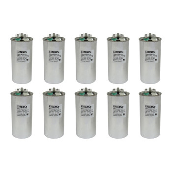 Temco 70+5 Ufmfd 370-440 Vac Volts Round Dual Run Capacitor 5060 Hz Ac Electric - Lot -10