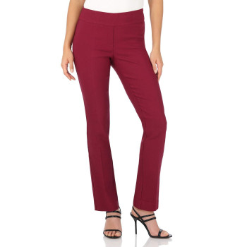 Rekucci Womens Ease Into Comfort Straight Leg Pant With Tummy Control (8, Burgundy)