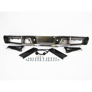 1997-2004 Dodge Dakota Pickup Rear Step Bumper Chrome Full Assy, Rear Bumper Chrome Face Bar With Gray Face Cover , With Top Pad , Inner Brackets, Outer Brackets, License Lamp , Screws. Ch1103103