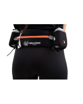 Premium Quality No Bounce Runners Hydration Belt With Reflectors, Smartphone Pocket & Bpa Free Water Bottles - Orange Zipper