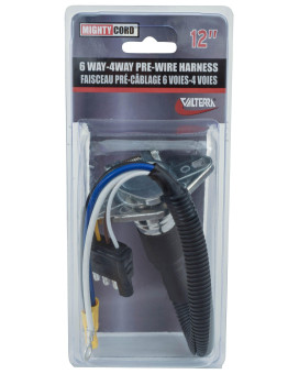 Valterra A10-6034Vp 12 Long 6 Way To 4 Way Pre-Wired Harness (Retail Packaging)