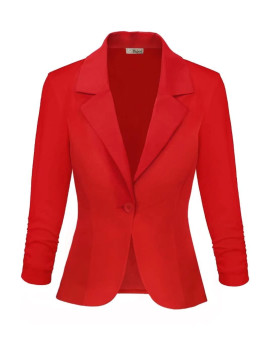 Womens Casual Work Office Blazer Jacket Jk1131 Red Large