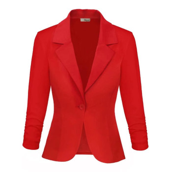 Womens Casual Work Office Blazer Jacket Jk1131 Red Large