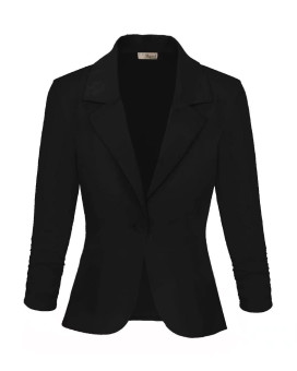 Womens Casual Work Office Blazer Jacket Jk1131 Black 2X