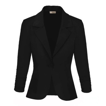 Womens Casual Work Office Blazer Jacket Jk1131 Black 2X