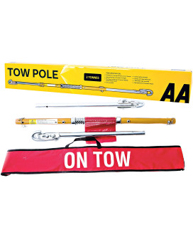 Aa Rigid Steel 3 Part Tow Pole Aa6165 - For Towing Cars And Vehicles Up To 2 Tonnes - 18 M Long Tuv Certified Includes On Tow Sign And Red Flag, Yellow
