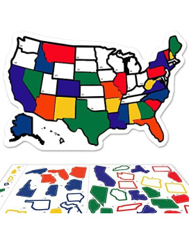 Rv State Sticker Travel Map - 17 X 11 - Usa States Visited Decal - United States Non Magnet Road Trip Window Stickers - Trailer Supplies & Accessories - Exterior Or Interior Motorhome Wall Decals