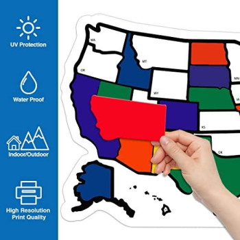 Rv State Sticker Travel Map - 17 X 11 - Usa States Visited Decal - United States Non Magnet Road Trip Window Stickers - Trailer Supplies & Accessories - Exterior Or Interior Motorhome Wall Decals