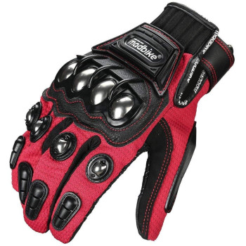 Ilm Alloy Steel Touchscreen Bicycle Motorcycle Motorbike Powersports Racing Gloves (Xxl, Red) Model 10C