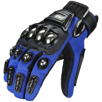 Ilm Alloy Steel Bicycle Motorcycle Motorbike Powersports Racing Touchscreen Gloves (M, Blue) Model 10C