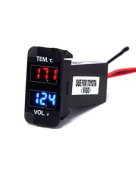 Cllena Digital Voltmeter Temperature Gauge 2 In 1 Voltage Temp Led Display Meter For Toyota (1.580.87Inch)