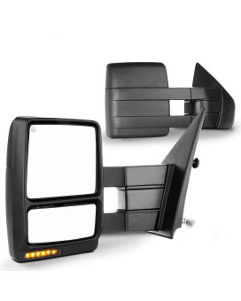 For Ford Towing Mirrors SCITOO Exterior Accessories Mirrors for 2007-2014 Ford F150 Truck with Power Controlling Heated Amber Turn Signal Manual Telescoping and Folding Features