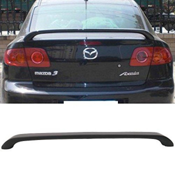 Trunk Spoiler Compatible With 2004-2009 Mazda 3, Factory Style Abs Unpainted Black Trunk Boot Lip Spoiler Wing Deck Lid By Ikon Motorsports, 2005 2006 2007 2008