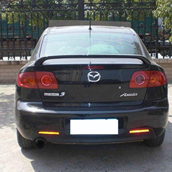 Trunk Spoiler Compatible With 2004-2009 Mazda 3, Factory Style Abs Unpainted Black Trunk Boot Lip Spoiler Wing Deck Lid By Ikon Motorsports, 2005 2006 2007 2008