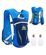 Triwonder Hydration Pack Backpack 5.5L Outdoors Mochilas Trail Marathoner Running Race Hydration Vest (Blue - With 2 Water Bottles)