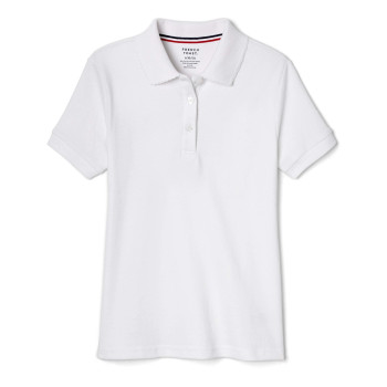 French Toast Girls Short Sleeve Picot Collar (Standard Plus) Polo Shirt, White, 7 8 Us