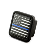 eVerHITCH Reflective US USA Flag Trailer Hitch Cover Tube Plug Insert (Fits 2" Receivers, Black & White Flag with Thin Blue line)