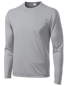 Opna Mens Long Sleeve Moisture Wicking Athletic Shirts Silver-3Xl