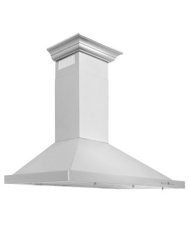 ZLINE 42 in. Convertible Vent Wall Mount Range Hood in Stainless Steel with Crown Molding (KBCRN-42)