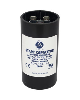 Appli Parts Motor Start Capacitor 100-120 Mfd (Microfarads) Uf 110-125 Vac Universal Fit For Electric Motor Applications 1-716 In Diameter 2-34 In Height Con-100-110