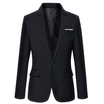 Mens Slim Fit Casual One Button Blazer Jacket (302 Black, Xl)