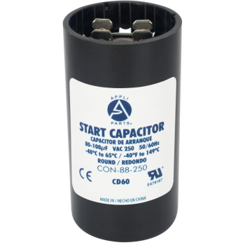 Appli Parts Motor Start Capacitor 80-108 Mfd (Microfarads) Uf 250 Vac Universal Fit For Electric Motor Applications 1-716 In Diameter 2-34 In Height Con-88-250