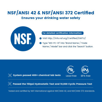 Waterdrop WD-FC-01 NSF Certified 320-Gallon Longer Filter Life Water Faucet Filter, Tap Water Filter, Reduces Chlorine & Bad Taste - Fits Standard Faucets (1 Filter Included)